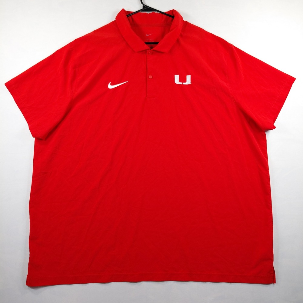 Nike Dri-FIT University of Miami Hurricanes Polo Shirt Mens 4XL Red Short Sleeve - Picture 3 of 13